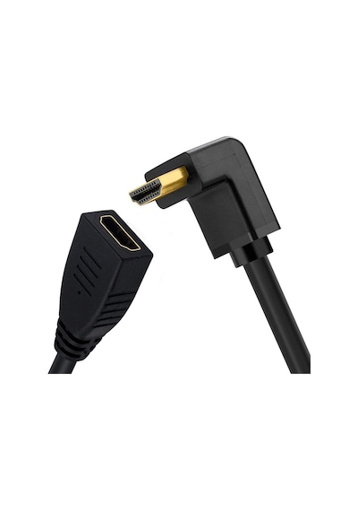 90 Derece L Tipi Açılı HDMI Erkek-Dişi Uzatma Kablosu 50cm