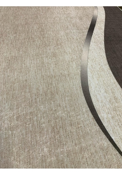 STY Home Krem Kahverengi Dijital Baskı Salon Halısı Kaymaz Tabanlı Yıkanabilir Halı Yolluk6 Kahverengi