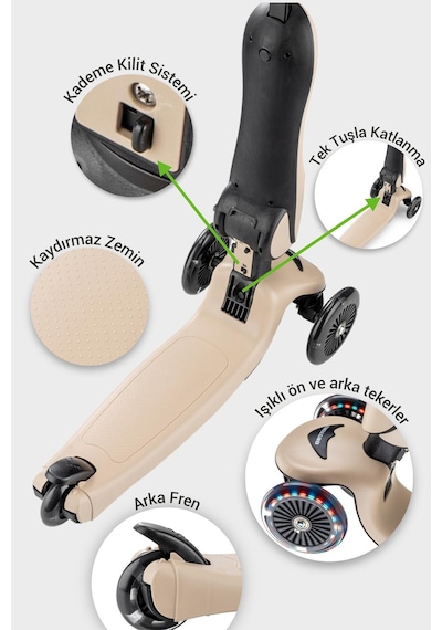 Wellgro Easy Go Oturaklı Ve Işıklı Scooter, Kahve