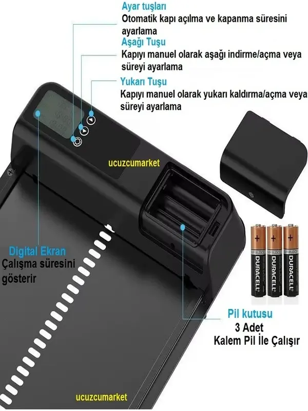 Kümes Kapısı Otomatık Digital Ekran Pilli