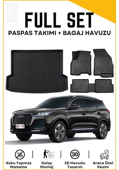 Chery Tiggo 7 Pro 2024 Model Birebir Uyumlu Bagaj Havuzu+paspas Seti