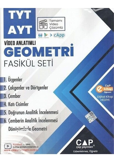 Çap Yayınları Tyt Ayt Video Çözümlü Geometri Seti
