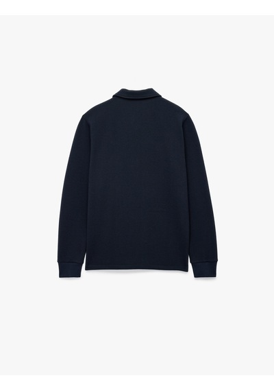 Koton Uzun Kollu Yarım Fermuarlı Polo Yaka Sweatshirt Lacivert 7wam70010mk