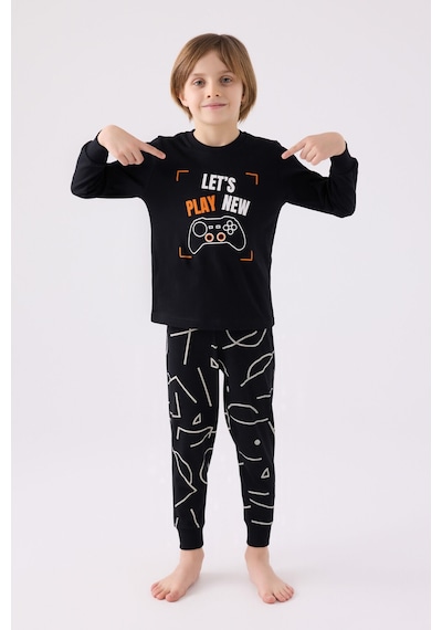 Rolypoly Erkek Çocuk Siyah Pijama Takımı Rp3379-c-v1