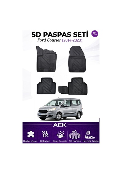 Ford Courier 2014-2023 Araca Özel Havuzlu "karbon" Paspas Takımı