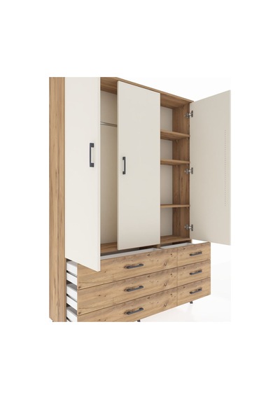 Arges Dolap 5 Raflı 6 Çekmeceli Tek Askılı 132x30x195 Çam-aytaşı/çam Aytası/atlas Çam Arges Dolap 5 Raflı 6 Çekmeceli Tek Askılı 132x30x195 Çam-aytaşı/çam Aytası/atlas Çam