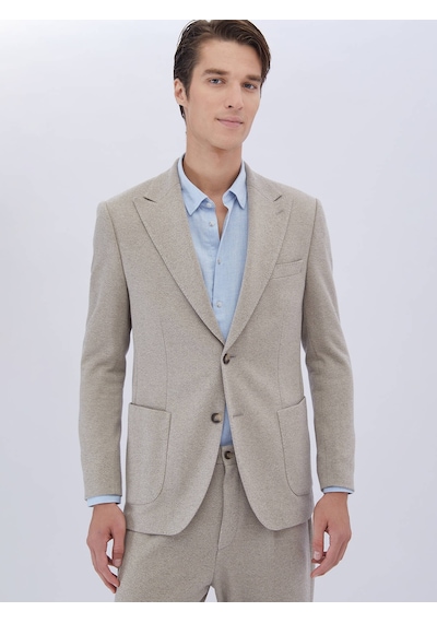 Kip Bej Desenli Modern Fit Pamuk Karışımlı Örme Takım Elbise Çok Renkli Kip Bej Desenli Modern Fit Pamuk Karışımlı Örme Takım Elbise Çok Renkli