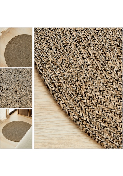 Ocean Home Textile Siyah Kırçıllı Jüt Halı Kilim 80 Cm Çap