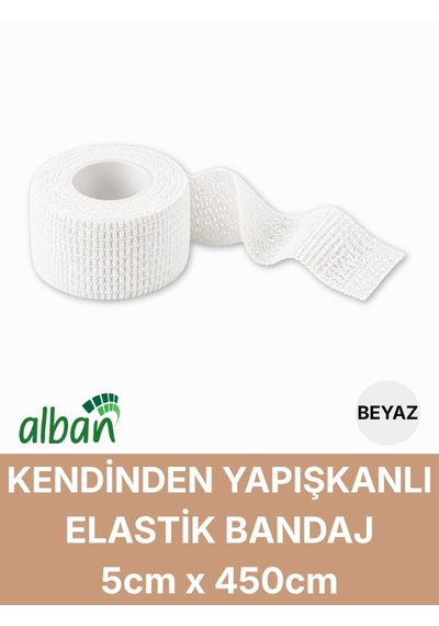 Beyaz 5cm 6'lı Set Kendinden Yapışkanlı Elastik Bandaj, Kohesiv Bandaj 5cm X 4.5m Spor, Bilek, Ayak Bileği, Veteriner Bandajı Beyaz