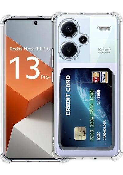 Mey İthalat Redmi Note 13 Pro Plus Kılıf Kart Şeffaf Silikon - Şeffaf