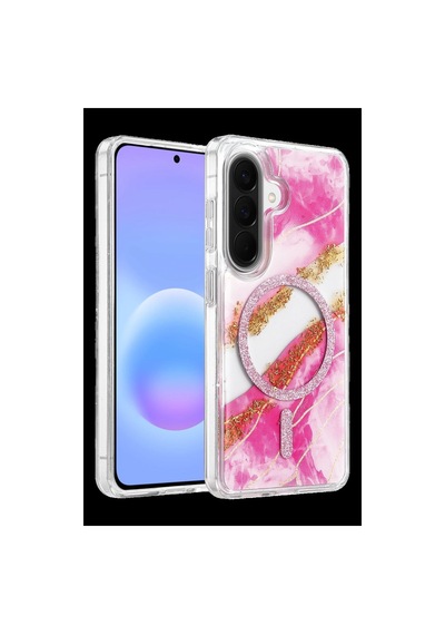 Onegif Samsung Galaxy A56 Lotus Simli Magsafe Kapak - Pembe
