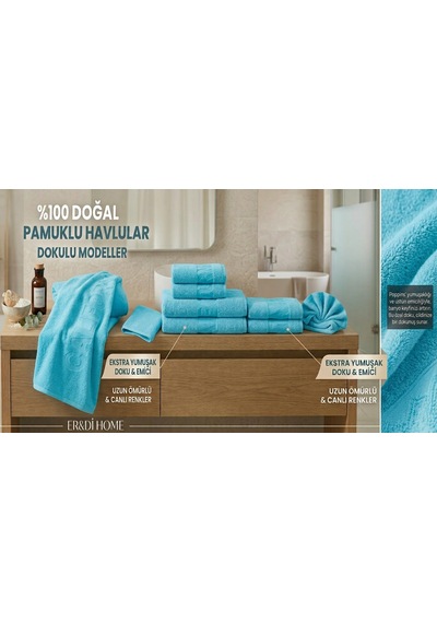 Banyo Havlusu %100 Pamuk 70 140 Turkuaz