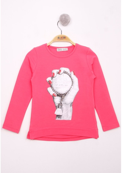 Toontoy Kids Toontoy Kız Çocuk El Baskılı T-shirt Fuşya