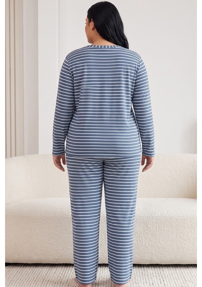 Siyah İnci Büyük Beden Battal Boy Viskon Örme Pijama Takım I26240954 İndigo Siyah İnci Büyük Beden Battal Boy Viskon Örme Pijama Takım I26240954 İndigo