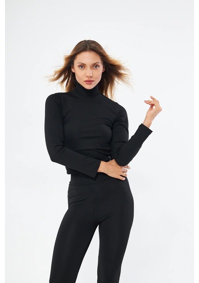 Lesa Wear Soft Touch Balıkçı Yaka Bluz Siyah Siyah