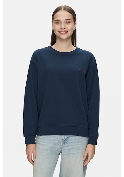 Ucla Sunnıva Lacivert Bisiklet Yaka Nakışlı Loose Fit Kadın Sweatshirt Lacivert