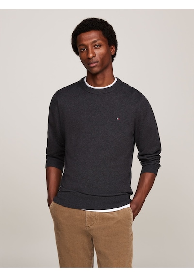 Tommy Hilfiger Pıma Org Ctn Cashmere Crew Neck Erkek Gri Kazak - Mw0mw28046 Gri