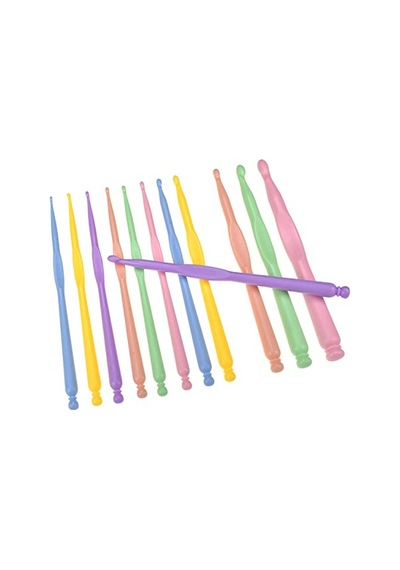 Ayrex Aelike Plastik Tığ Kancası, Seyahat İçin, Ergonomik Set, Artritik Eller İçin, 12'li Paket 2 10 Mm Plastik