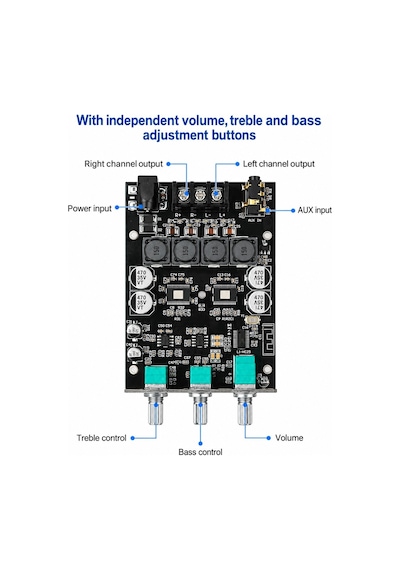 Zk-1002t 2x100w Bluetooth 5.0 Tpa3116d2 Stereo Amfi Modülü Bas/tiz Kontrollü