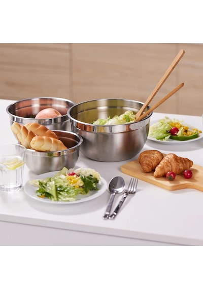 Ikea Cıklıd 3'lü Paslanmaz Çelik Saklama Kabı Seti 1 / 2 / 3 L Krom