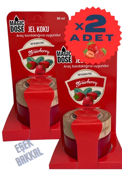 2li Çilek Ahşap Kapaklı Oto Jel Koku 50 Ml Araç Bardaklığına Uyumlu Araba Kokusu 001