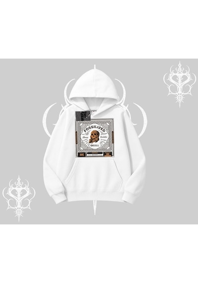 Startmore Kapşonlu Sweatshirt Fossilized Skull Underground Archive Beyaz
