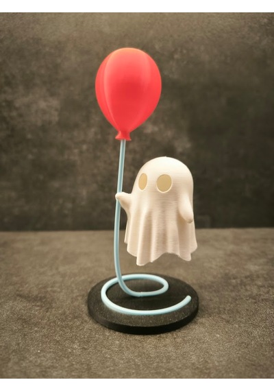 Balon Tutan Mini Hayalet Figür Dekoratif Masa Üstü Aksesuar 5x12cm Beyaz-kırmızı