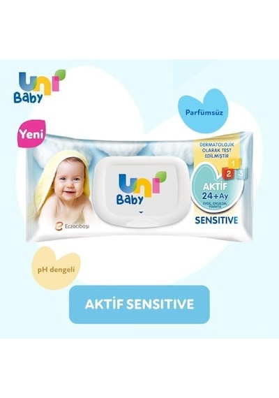 Aktif Sensitive Bebek Islak Mendil 24+ Ay 12x90 Adet