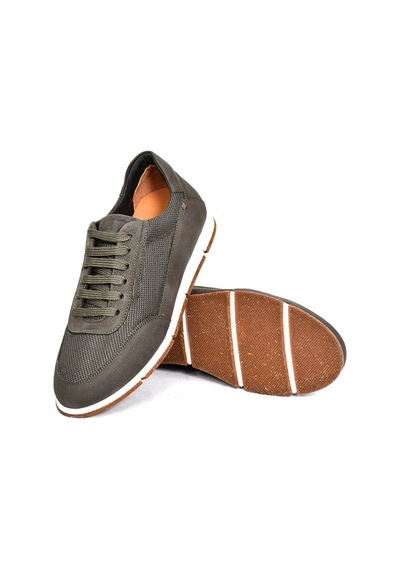 Tuna Hakiki Nubuk Deri/tekstil Haki Erkek Sneaker Ayakkabı - X241336 Haki