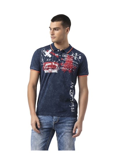 Cipo & Baxx Erkek Baskılı Polo Yaka Kısa Kollu Günlük Tişört - Ct795 Navyblue