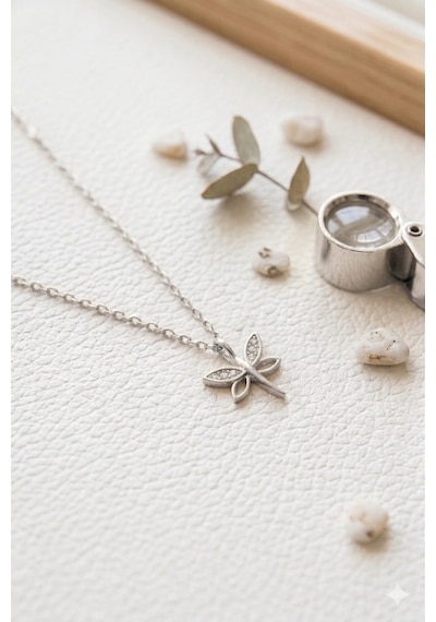 925 Ayar Gümüş Papatya Silver Minimal Şık Yusufçuk Kolye.rose.gold.rodaj Renk Seçeneğiyle