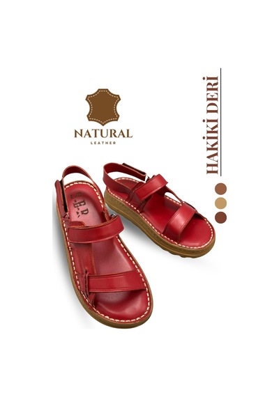 Sermoda Hakiki Deri Erkek Sandalet - Yumuşak Kalın Tabanlı Hakiki Deri Erkek Sandalet Kırmızı Sermoda Hakiki Deri Erkek Sandalet - Yumuşak Kalın Tabanlı Hakiki Deri Erkek Sandalet Kırmızı