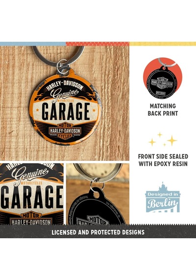 Nostalgic-art Retro Anahtarlık, Çap 4 Cm, Harley-davidson - Garaj - Bisikletçiler İçin Hediye Fikri, Orijinal Lisans Altın
