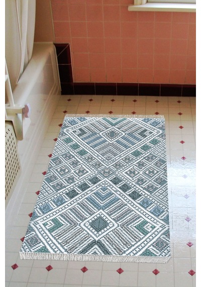 Eko Trend Djt Banyo Paspası Yıkanabilir Kaymaz Taban 2029 Modern Mavi