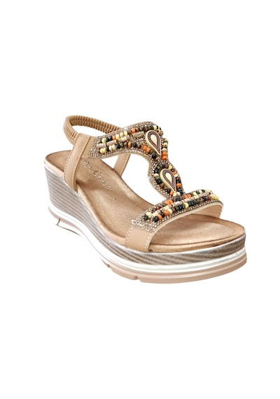 De Scario De Scarıo 1060 Kadın Taşlı Dolgu Topuklu Comfort Sandalet Taba