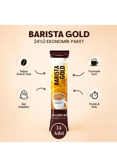 Mahbuba Barista Gold Kahve Kupa Bardak Hediyeli 24x18gr Hazır