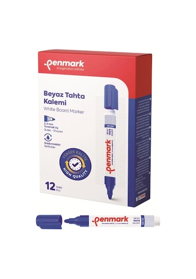 Penmark Beyaz Tahta Kalemi Mavi 12'li