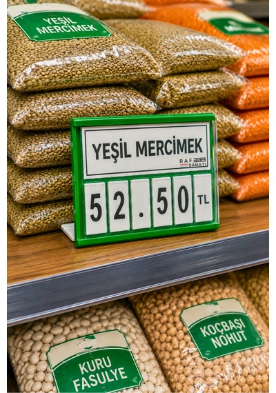 5 Adet - Fiyat Kasetlik Manav Kasap Şarküteri Etiketi Rakamlı Fiyatlık Ayaklı Küçük Boy 77x62 Mm Yeşil