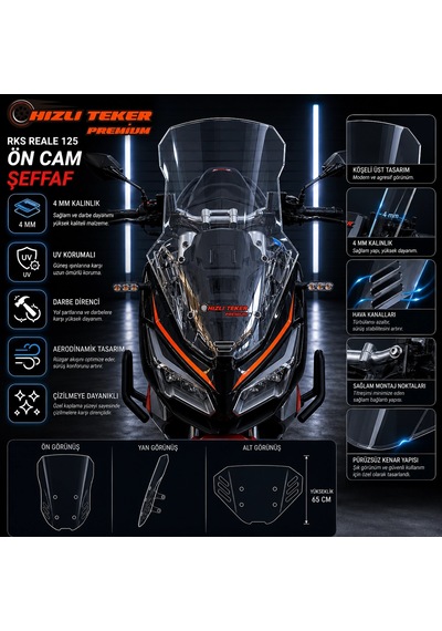 Rks Reale 125 Ön Tur Camı Şeffaf