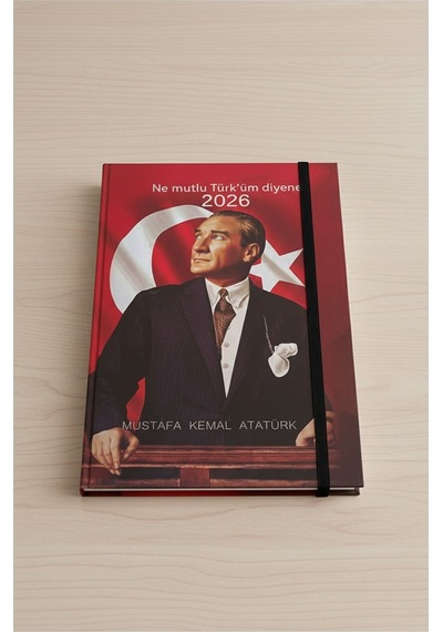 2026 Atatürk Günlük Ajanda 17x24 Cm Lastikli Atatürk Kapaklı Ofis Ev İşyeri Günlük Ajanda Planlayıcı Ofs907ata Kırmızı