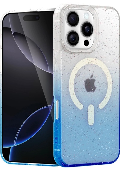 Apple  Uyumlu  iPhone 16 Pro Max Pummel Shiny Magsafe Kapak Mavi