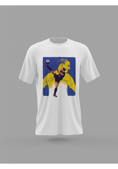 Noıssey Mavi Zlatan Ibrahimoviç Efsane Futbollcu Tasarımı Baskılı T-shirt Pnrmtshrt02742 Beyaz