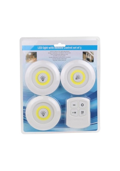 Uzaktan Kumandalı Pilli 3lü Spot Led Lamba Güçlü Beyaz Işık E-27 Beyaz