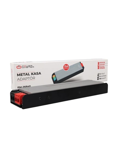 Pm-26840 12 Volt 15 Amper 180 Watt Slim Metal Kasa Adaptör 218x51x27mm Diğer