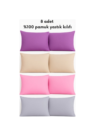 Formeya Ranforce %100 Pamuk Yastık Kılıfı 8 Adet 50 x 70 Kapaklı