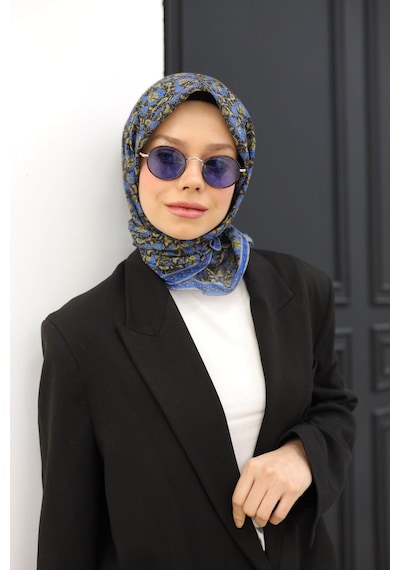 Silk Home Soft Eşarp 73077-06 Siyah, Gök Mavi, Sarı