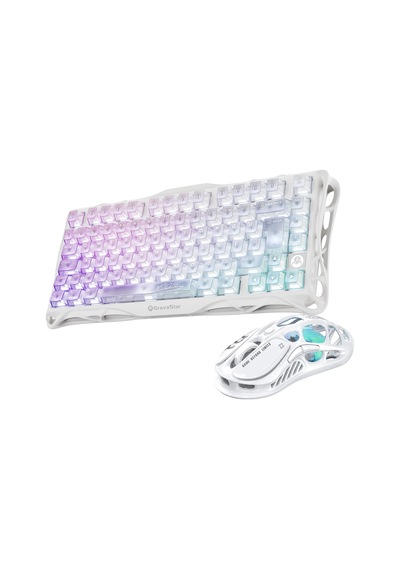 Gravastar Mercury K1 Lite Mekanik Gaming Klavye Ve M2 Kablosuz Optik Mouse Seti, Crystal Aurora