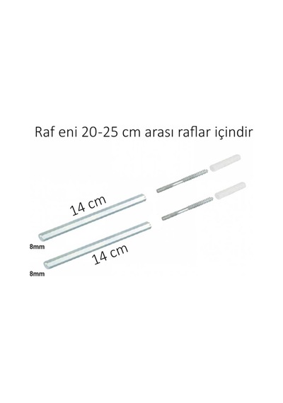 Gizli Raf Tutucu 14 Cm X 8 Mm, İki Takım Krom