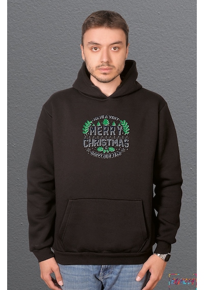 Bumeta Have A Very Merry Christmas Green Sweatshirt Unisex Kapüşonlu Hoodie Siyah