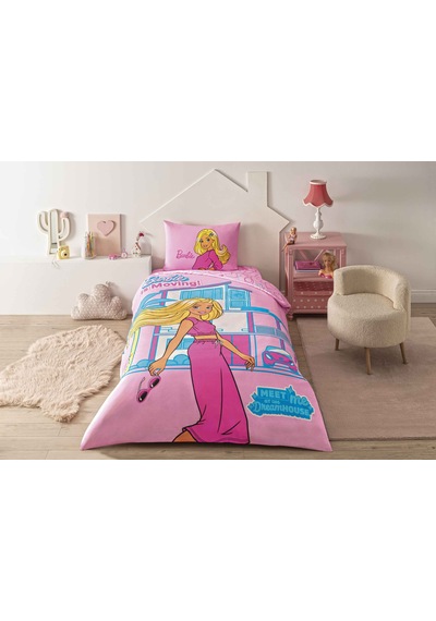 Taç Lisanslı Barbie Dream House Pamuk Tek Kişilik Nevresim Takımı 000000001000052420 Çok Renkli
